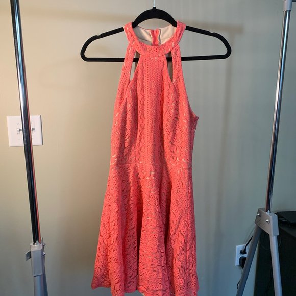 SPRING STYLE Pink coral lace homecoming dress - Picture 4 of 4